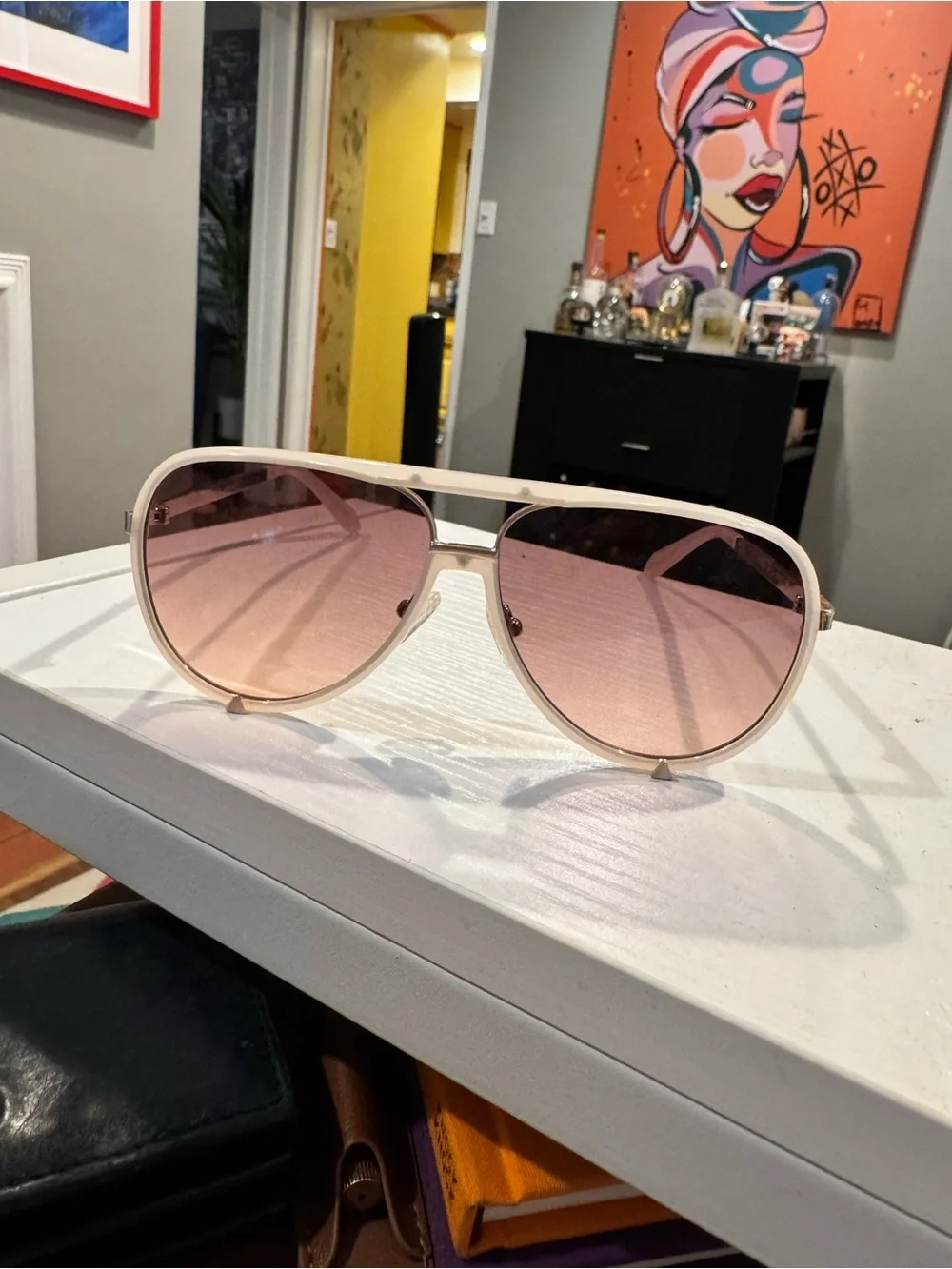 Quay “HIGH PROFILE” aviators in “bone” - GREAT condition